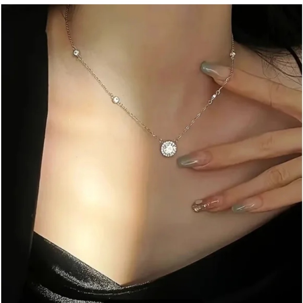 1ct moissanite halo necklace with GRA certificate